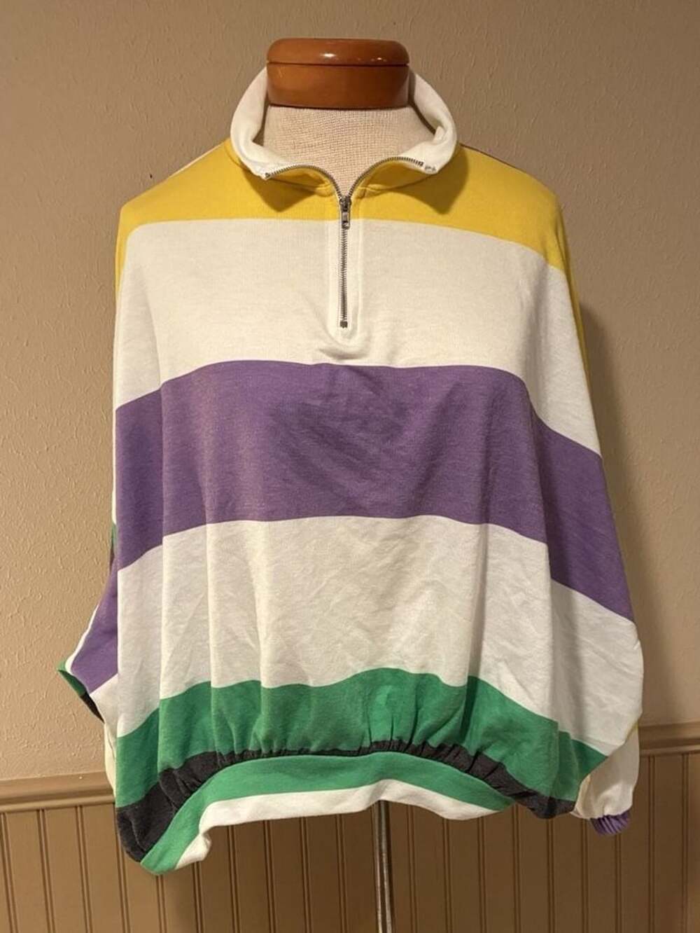 Peach Love California Quarter Zip Sweatshirt Size Small Multicolor Striped